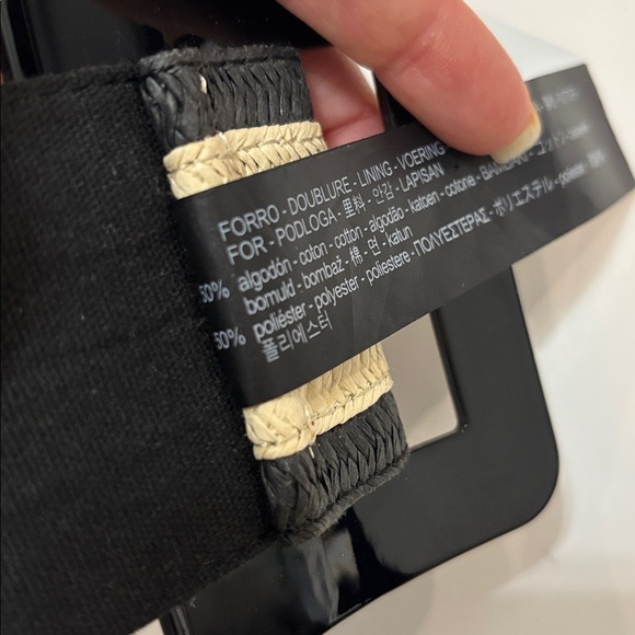 ZARA Woven Belt Black Cream Wide Stretch Statement Buckle Classic Chic - Picture 13 of 15
